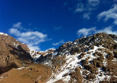 Blue skies of Jebel Toubkal National Park in the High Atlas Mountains of Morocco