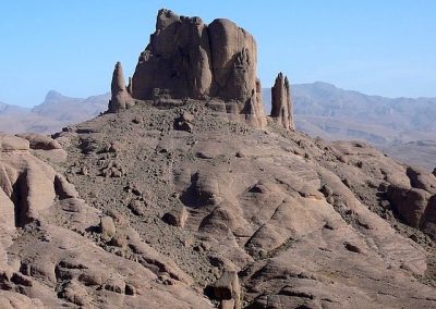 Volcanic rock formation in Jebel Saghro mountain range in Morocco