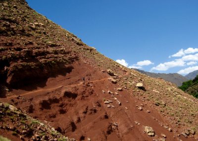 Walking trail down to the Berber village of Amskerou in the High Atlas Mountains of Morocco