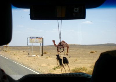 Arriving in Merzouga near the Erg Chebbi dunes of the Sahara Desert in Morocco