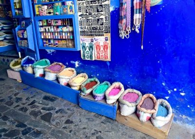Bags of colour in Chefchaouen in Morocco