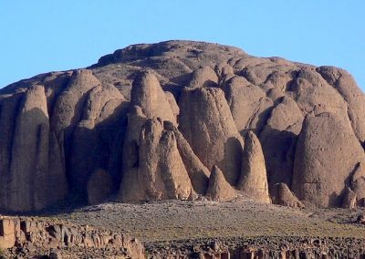 Volcanic rock formations in Jebel Saghro mountain range in Morocco