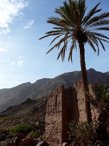 Sunny skies in Jebel Saghro mountain range in Morocco