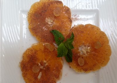 Sliced Moroccan oranges with mint and cinnamon